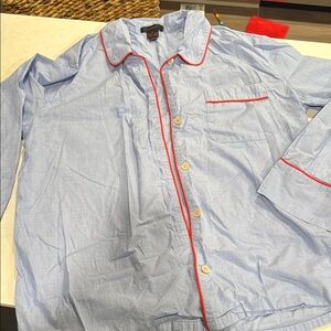 J crew Light Blue Pajama Top with Red Trim